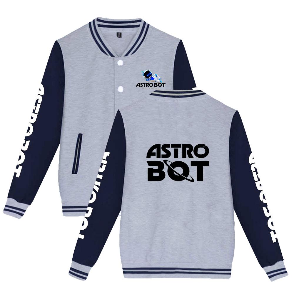 

Astro Bot Bomber Jacket Women Men Oversized Fashion Baseball Coat Jacket Female Streetwear Spring Autumn Bomber Outwear XXS сірий