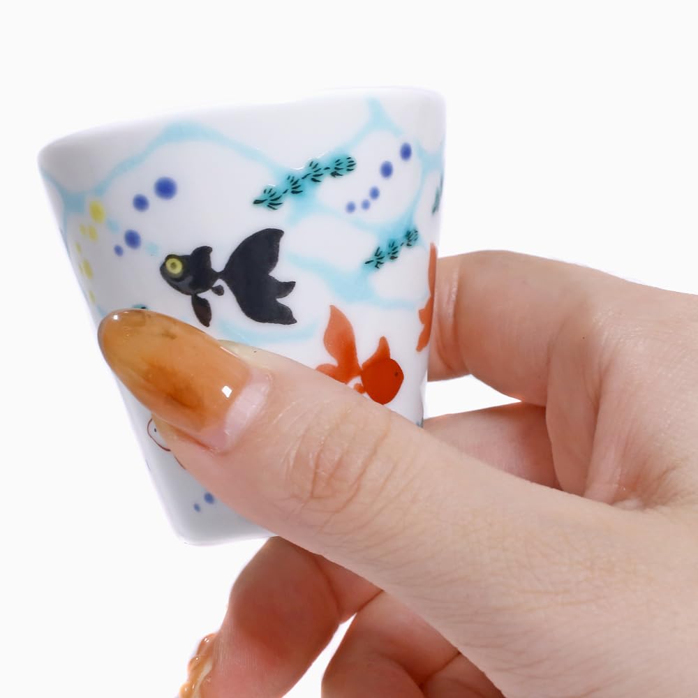 Kutani Ware Sake a Traditional Craft of the Hokuriku Features a Goldfish A Lucky Charm Sake Perfect for Storing or As a Decorative Ideal for and