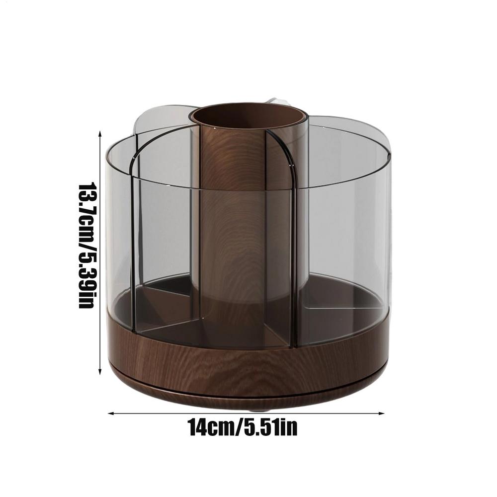 Brush Organizer 6-Slot 360 Rotating Detachable Clear Makeup Holder Brush Container For Women Cosmetics Nail Gel Perfume Home