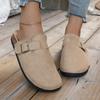 2025 Autumn and Winter Retro One-pedal Boken Single Shoes Flannel Boken Shoes Women's Shoes Outside Slippers Women