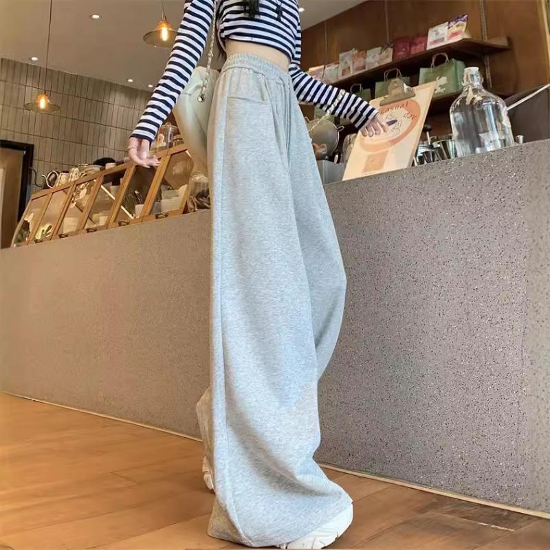 Spring Autumn Loose Casual Wide Leg Pants Female High Waist Fashion All-match Solid Color Sweatpants Trousers