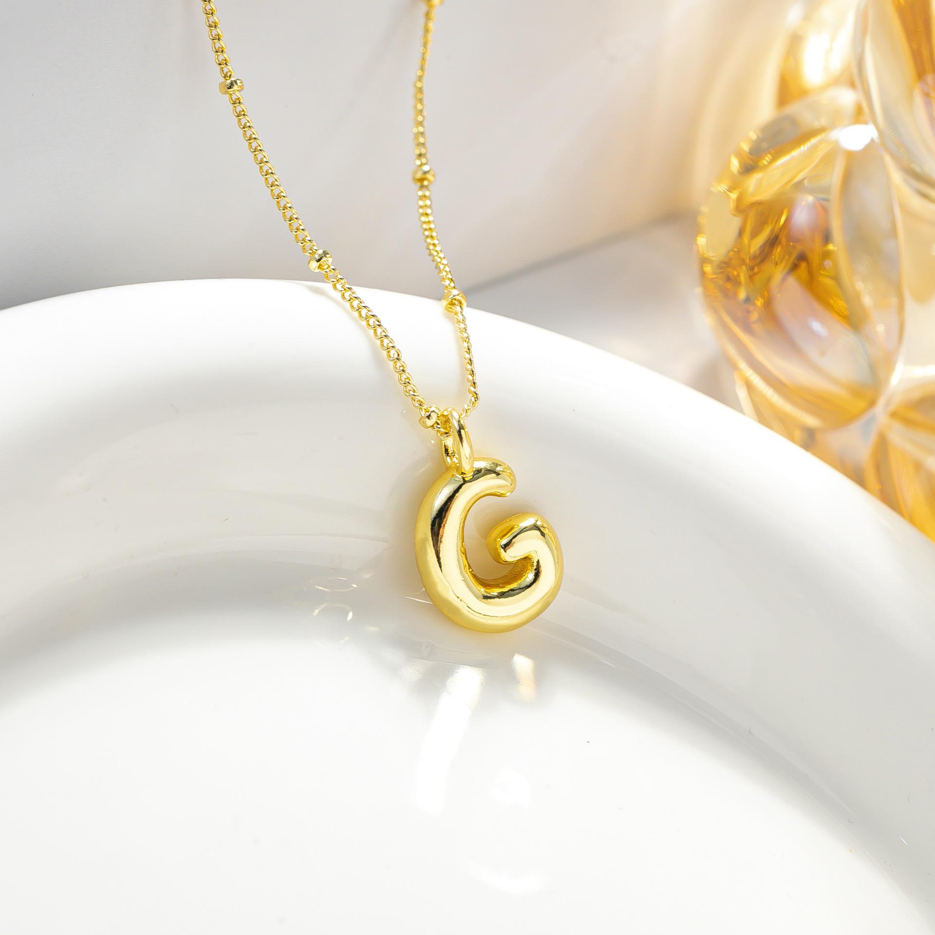 Gold Plated Glossy Alphabet Pendant Necklace - Elegant 26 Letters Design Pendant Only g