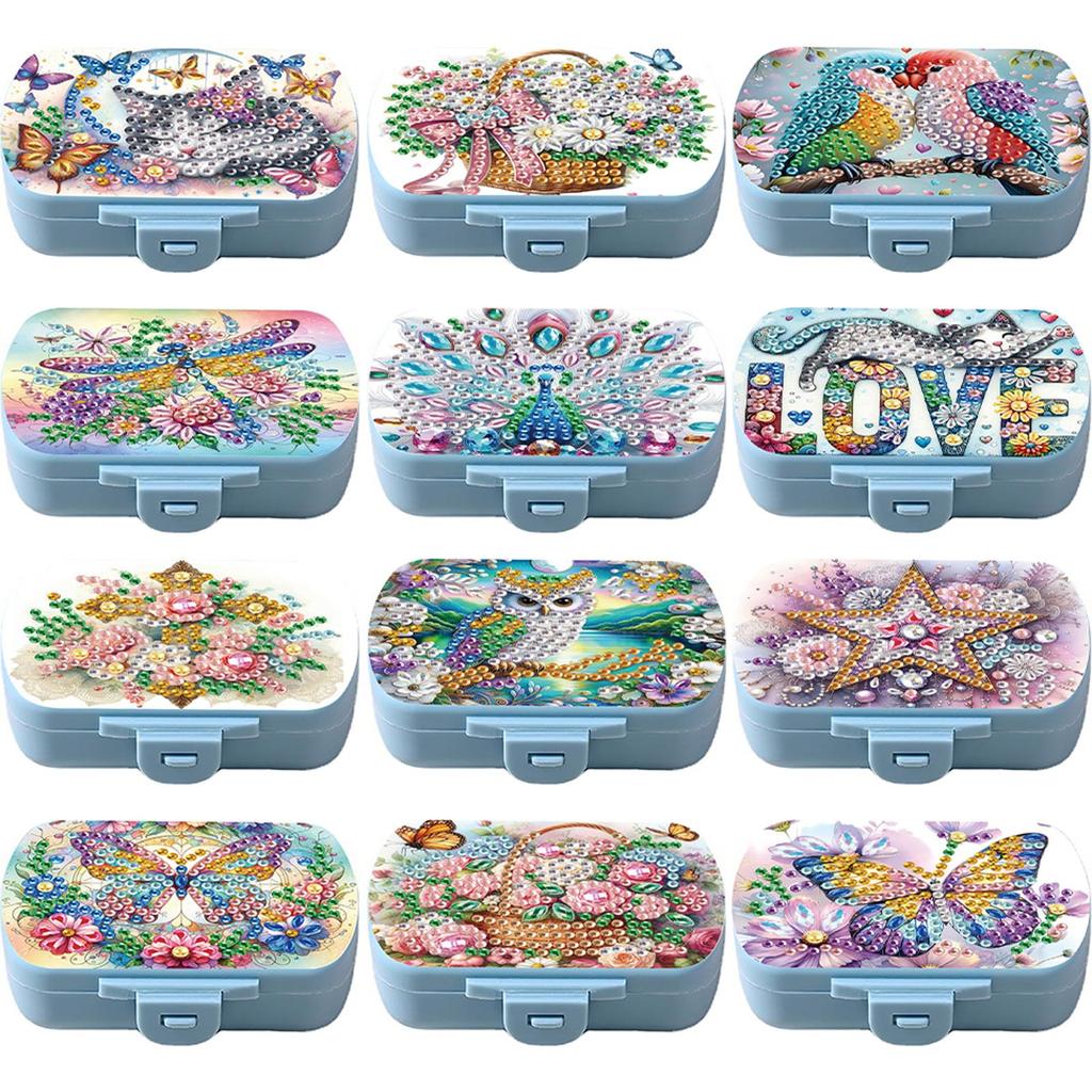 Diamond Art Painting Vitamin Multi-Compartment Organizer Box Six-Compartment for Outdoor Sports Business Trip Or Handbag