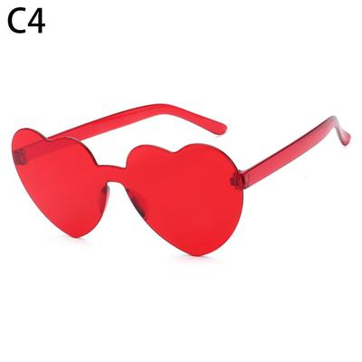 Costume Candy Color Eyewear Transparent Rimless Heart Sunglasses Sunglasses for Women Heart Glasses