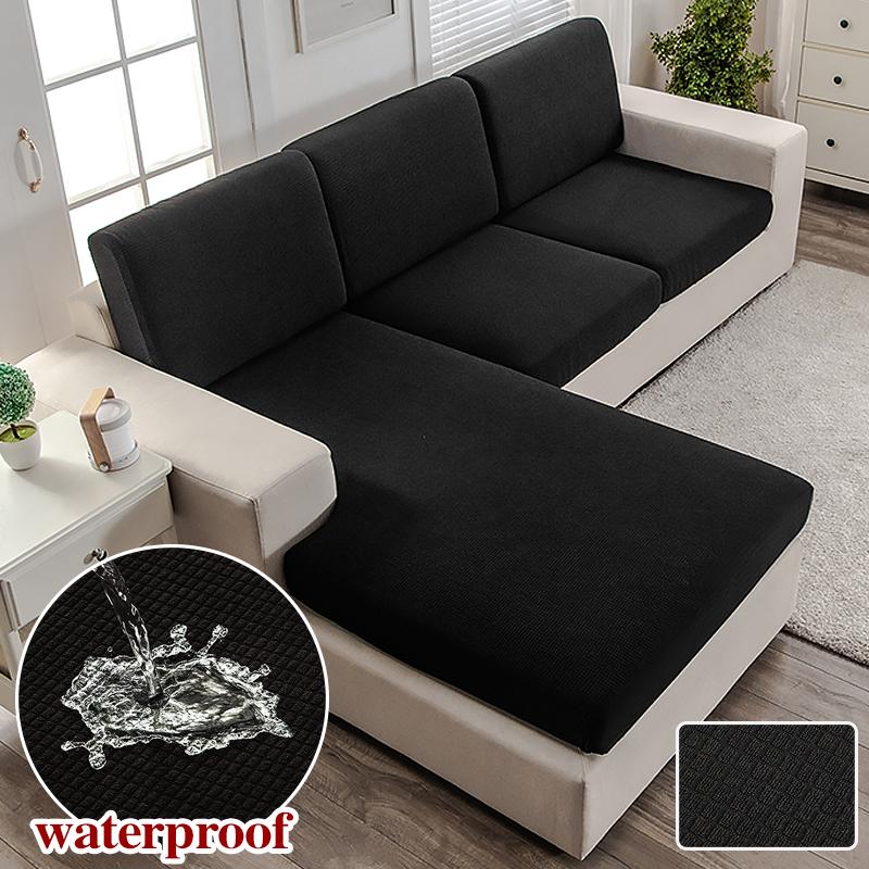 Waterproof Jacquard Sofa Cover For Living Room Kid Pets Solid Color Sofa Slipcover Couch Cover Seat Cushion Washable Removable