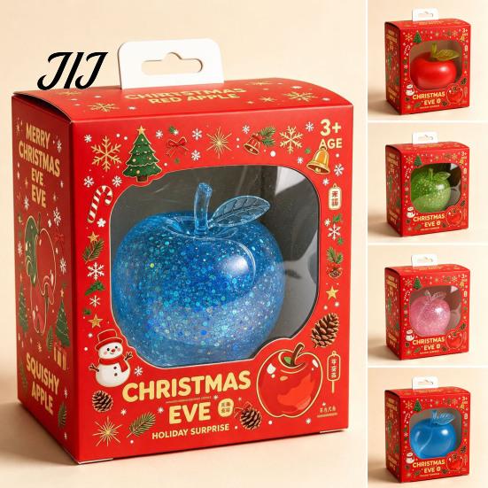 Flexible Anti Anxiety Toy Fruit Squeeze Sensory Toy, Christmas Shaped Soft Slow Rise Fidget Desktop Cute Novelty Stress Relief for Adults Kids Rubber