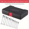 12pcs Elbow Ratchet Wrench Set, CR-V Steel, Metric 8-19mm, Quick-Release, Mechanical Operation, with Portable Toolbox for Versatile Tightening
