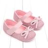1 Paar Babyschuhe mit Schleife, rutschfest, Kunstleder, für Neugeborene, für Mädchen