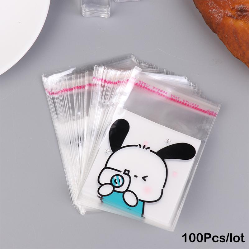 100Pcs Cute Hello Kitty Pochacco Transparent Ziplock Bag Waterproof Packing Bags Candy Biscuit Self Sealing Bag Gift Bag