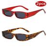Protective Glasses 2pcs New Fashion Narrow Frame Square Sunglasses Women Casual Brand Design Black Lens Sun Glasses Female UV400