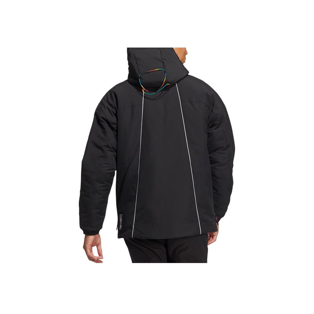 adidas Winter Padded Jacket Casual Sports Zip Hooded Long Sleeve Cotton Coat Unisex Jackets Black HC0284