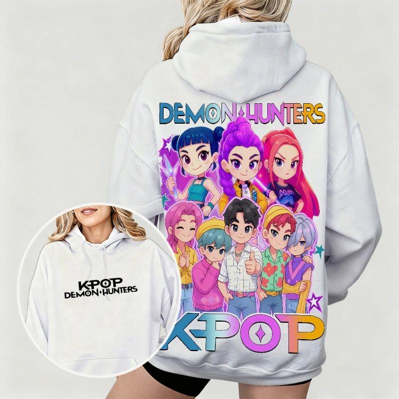 Spring And Autumn KPop Demon Hunters Women's Hoodie Colorful Anime Character Printed Street Wear Kids Fashion Hoodie Sweatshirt