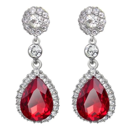 

1 пара женских блестящих серег-капель со стразами в форме капли, сверкающие висячие серьги с кисточками, ювелирные изделия, подарок красный