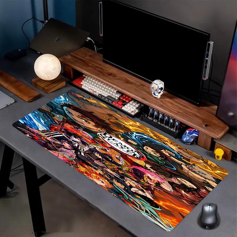 Demon Slayer Print Mouse Pad, Anti‑Slip Desktop Keyboard Mat, for PC Laptop Gaming Working Daily Use, Cool Festival Surprise Gift