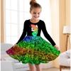 Girl Casual 3D Unicorn Pattern Print Round Neck Long Sleeve Dress Kid Princess Dress