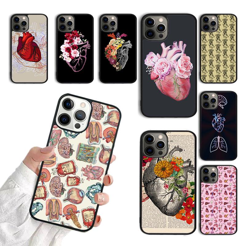 Vintage Anatomy Heart Cardiac Nurse Phone Case For iPhone 17 Air 15 16 16e 11 12 13 14 Pro Max Cover For iPhone 17 Air Max Plus