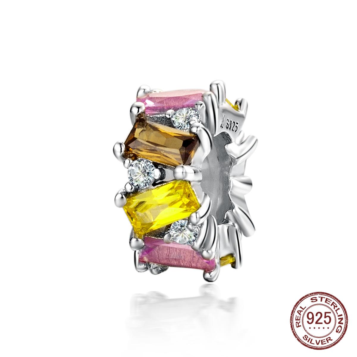 

925 Стерлинг Серебряный Нежный Красочный Цветок Форма Шарм Fit Браслеты Bangles Бутик изобразительных ювелирных изделий