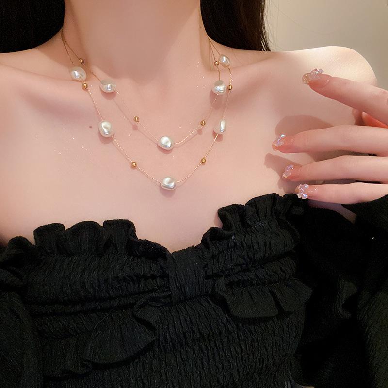 Freshwater Pearl Necklace Simple and Small Versatile Collarbone Chain Ins Style Necklace Decoration for Women