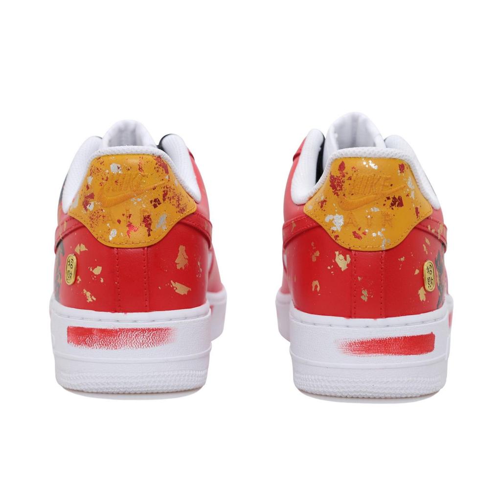 Nike Air Force 1 Low Wealth Blessing Slip Resistant Abrasion Resistant Low Top Skateboard Shoes Men's White Red CW2288-111(Team69-SBOX)
