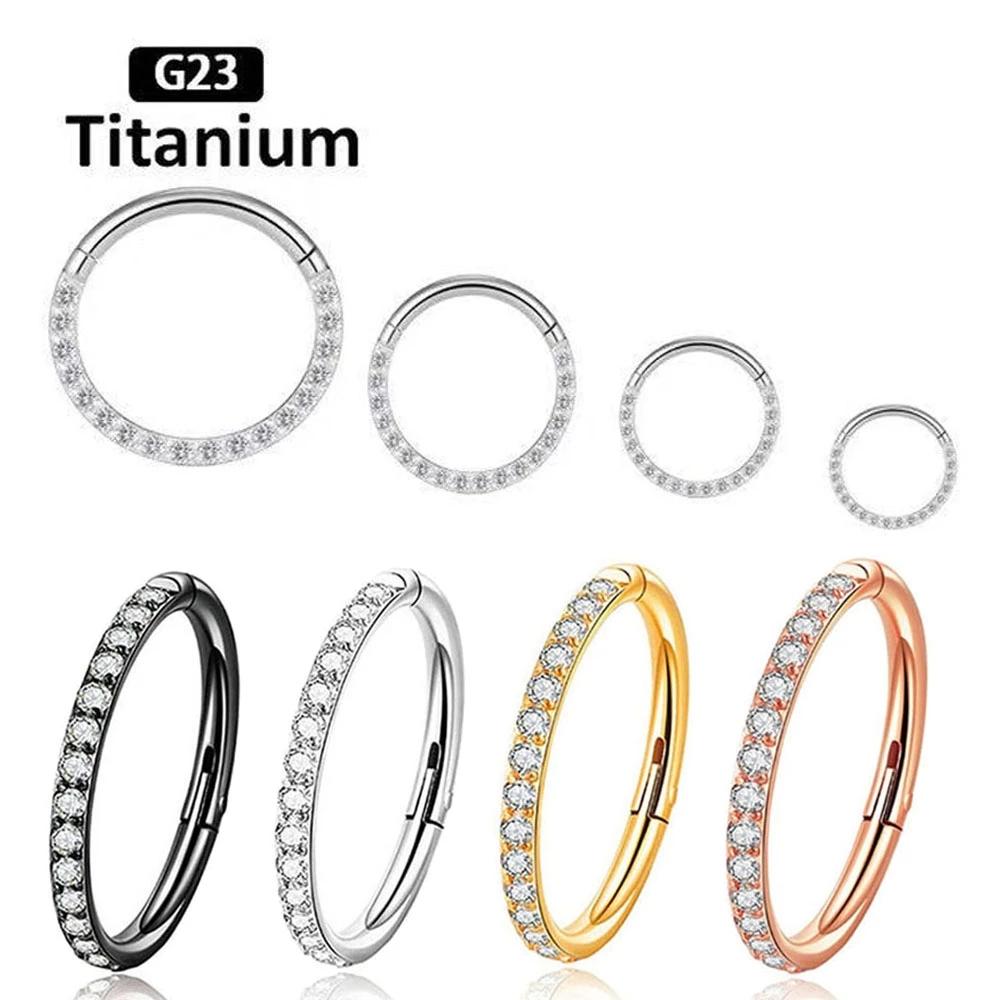 Stainless Steel Hinged Segment Hoop CZ Stone Nose Ring Nipple Clicker Ear Cartilage Tragus Helix Lip Earring Piercing Jewelry