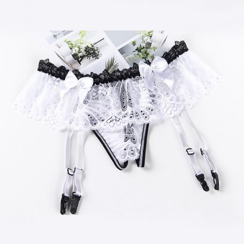 Women Sexy Lace Transparent Thigh-Highs Garters With Panties Adjustable Suspender Belt For Stockings Female Erotic Underwear