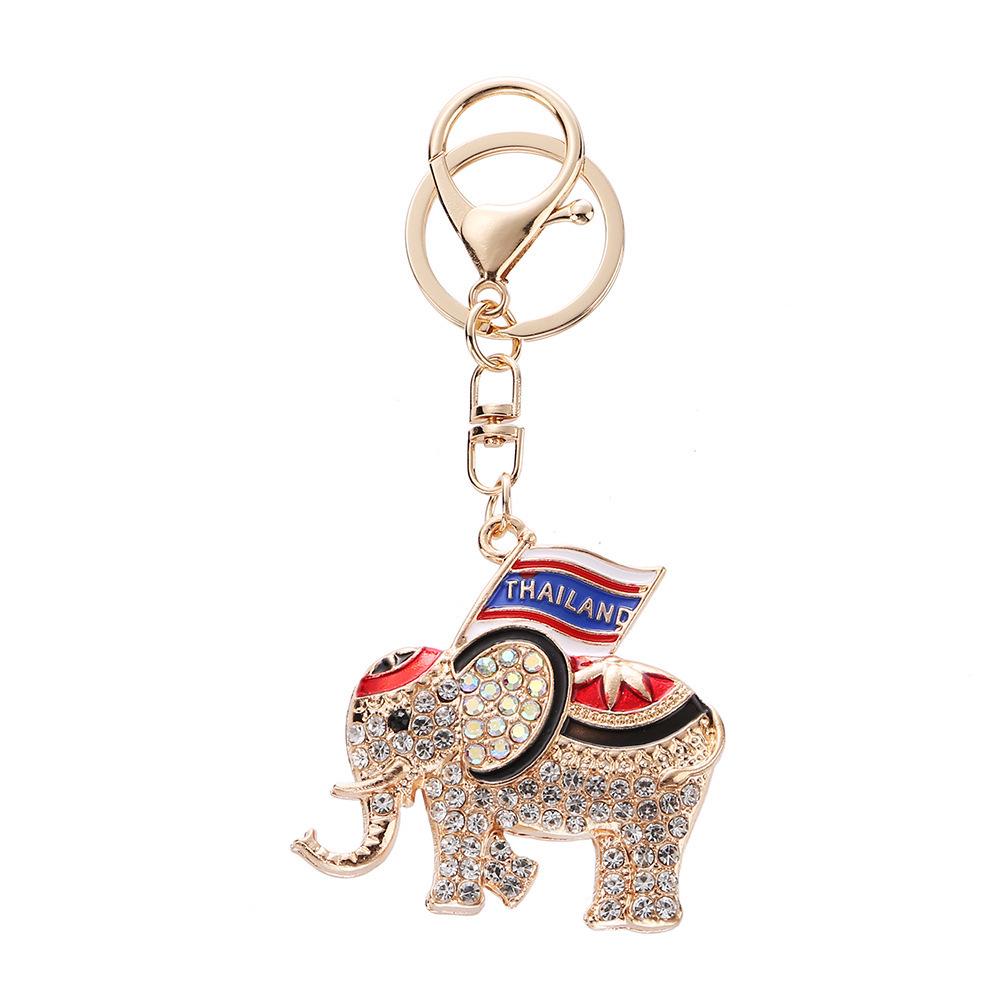 Rhinestone Elephant Keychain Souvenir - Thailand Bangkok Charm