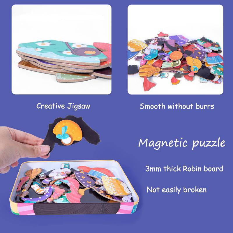 Baby Toys 3D Magnetic Puzzle Traffic Animal Travel Toys Dressing Up Jigsaw Games Early Education Imagination Toy Gifts For Girls