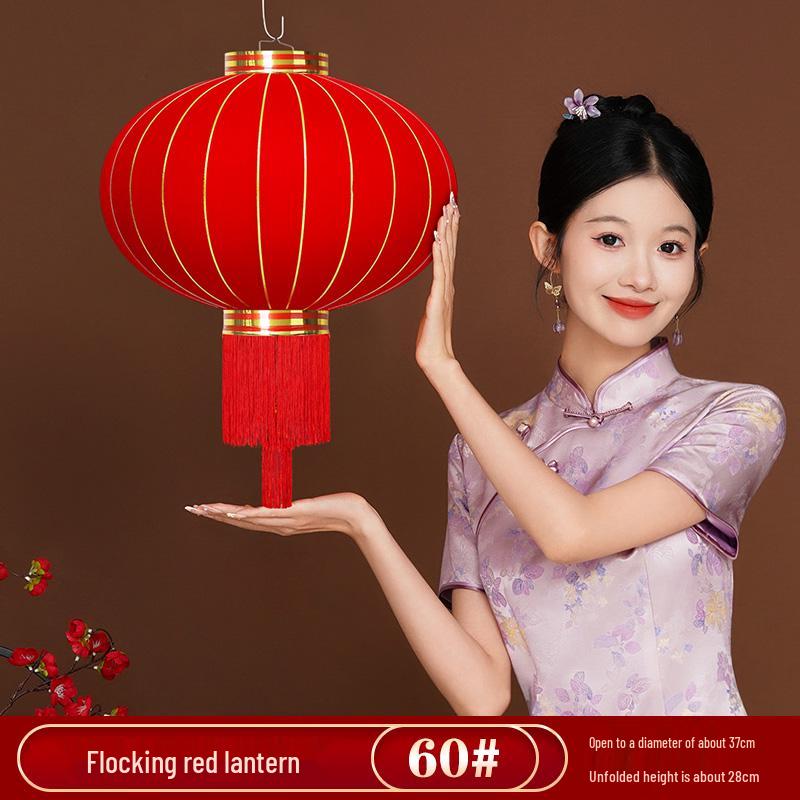 2024 Large Hanging Red Lanterns for New Year and Spring Festival Decoration - Pair for Balcony and Entrance