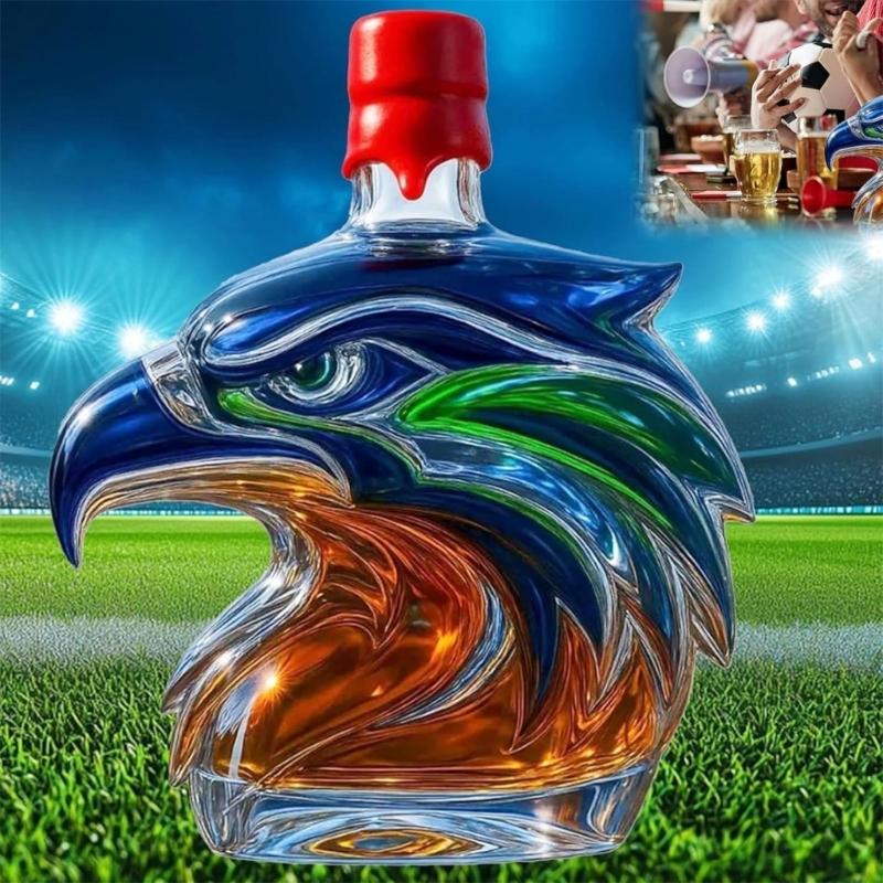 Handcrafted Crystal Glass Multifunctional Beverage Dispenser Feature Artistic Seahawk Shape Ideal For Home Pubs Decors
