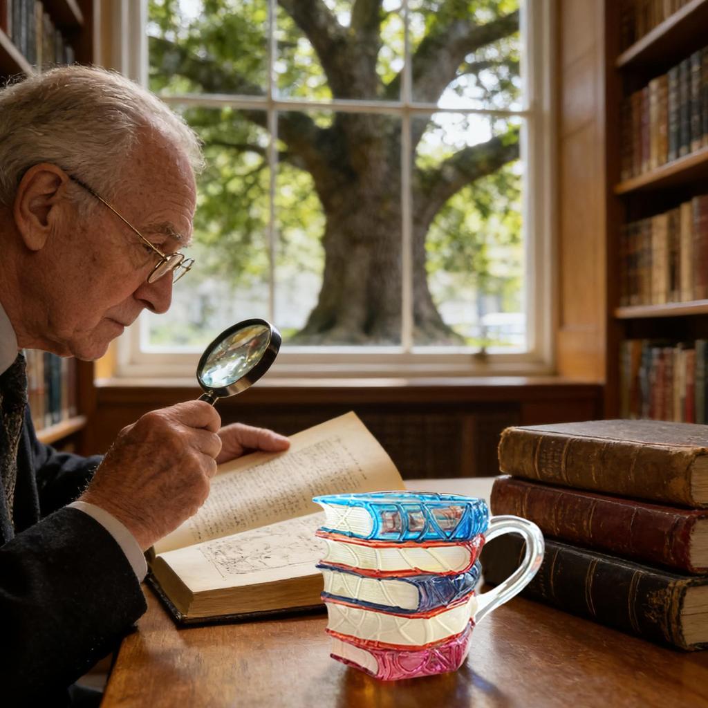 Bemalte Buchtasse 300ml 3D Bemalte Teetasse Buchstapel Kaffeetasse für Leser Autoren Lehrer Schüler Bibliothekare Geburtstag