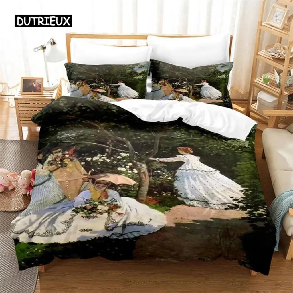 

3D Artistic Bedding Set King Monet Van Gogh Style Sky Oil Painting Pattern Printed Duvet Cover With Pillowcases Hot Sale 70x133cm 2pcs