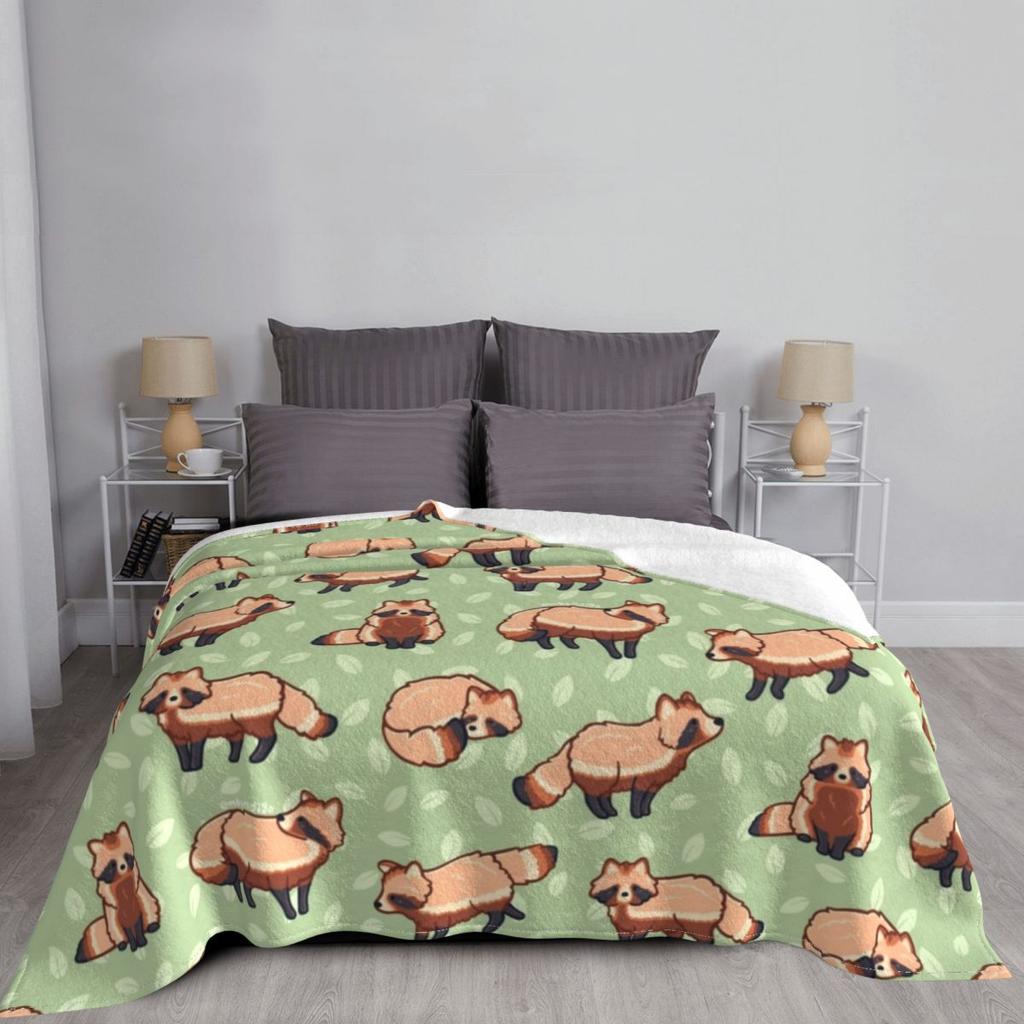Tanuki Japan Kawaii Raccoon Blanket Animal Nature Flannel Throw Blanket Airplane Travel Decoration Soft Warm Bedspread