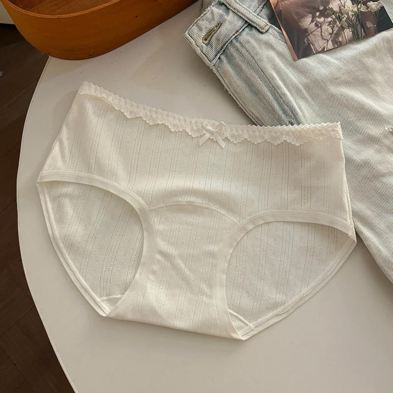 Female Spring and Autumn Sweet Pure Cotton 10A Antibacterial Extended Crotch Free Waist Triangle Briefs
