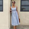 Women's Sleeveless Square Neck Striped Midi Dress