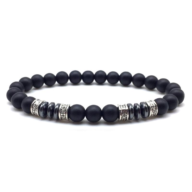 

Мужской классический браслет-цепочка из гематита геометрической формы 6 мм - браслет-шарм