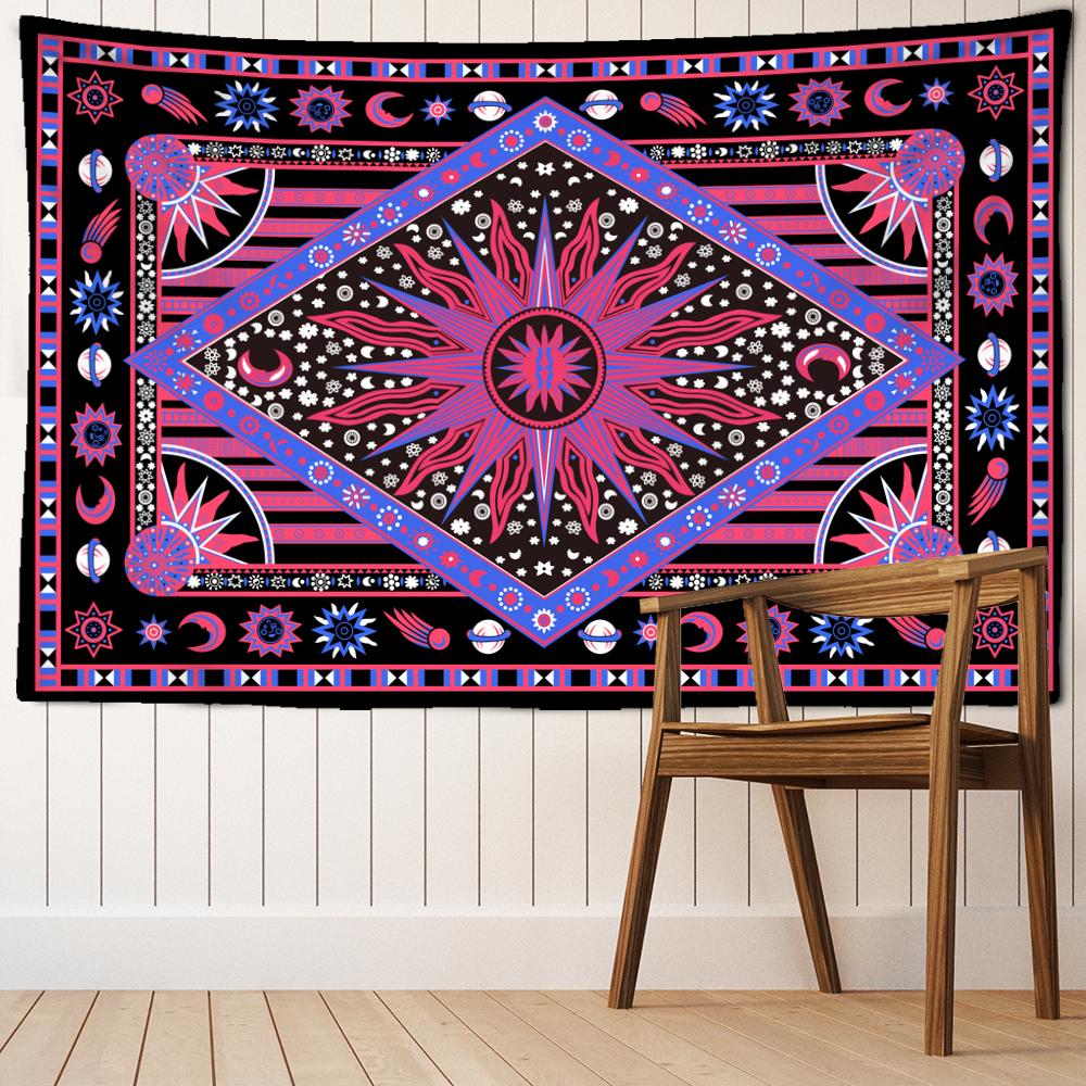 Pink Purple Sun Moon Tarot Tapestry Wall Hanging Psychedelic Witchcraft Bohemian Style Living Room Bedroom Home Decor