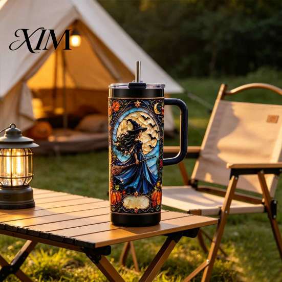 Travel Coffee Mug with Lid 40oz Witch Tumbler, Halloween Gothic Stainless Steel Cup Reusable Insulated Metal Tumbler Handle, Cup, Gifts for