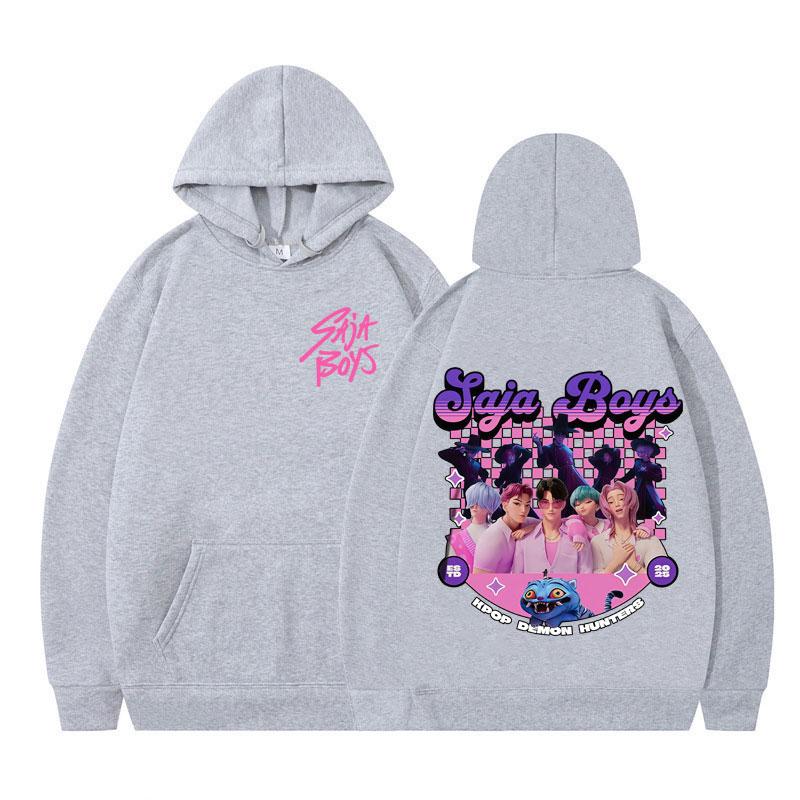 Saja Boys Kpop Demon Hunter Funny Cartoon Hoodie Autumn and Winter Aesthetic Trend Hip-hop Pullover Men Women Oversized Hoodies