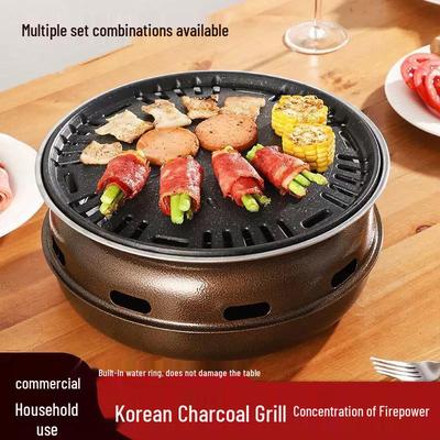 Koreanischer BBQ Runder Gusseisen Rauchloser Holzkohlegrill für Außen- und Innenbereich