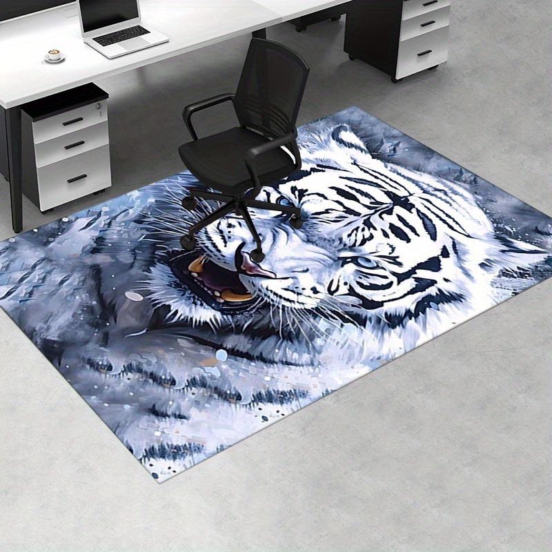 1pc. White Tiger Print Rug for Home Decor Office Carpet Chair Cover Outdoor Gift Animal Pattern Mat