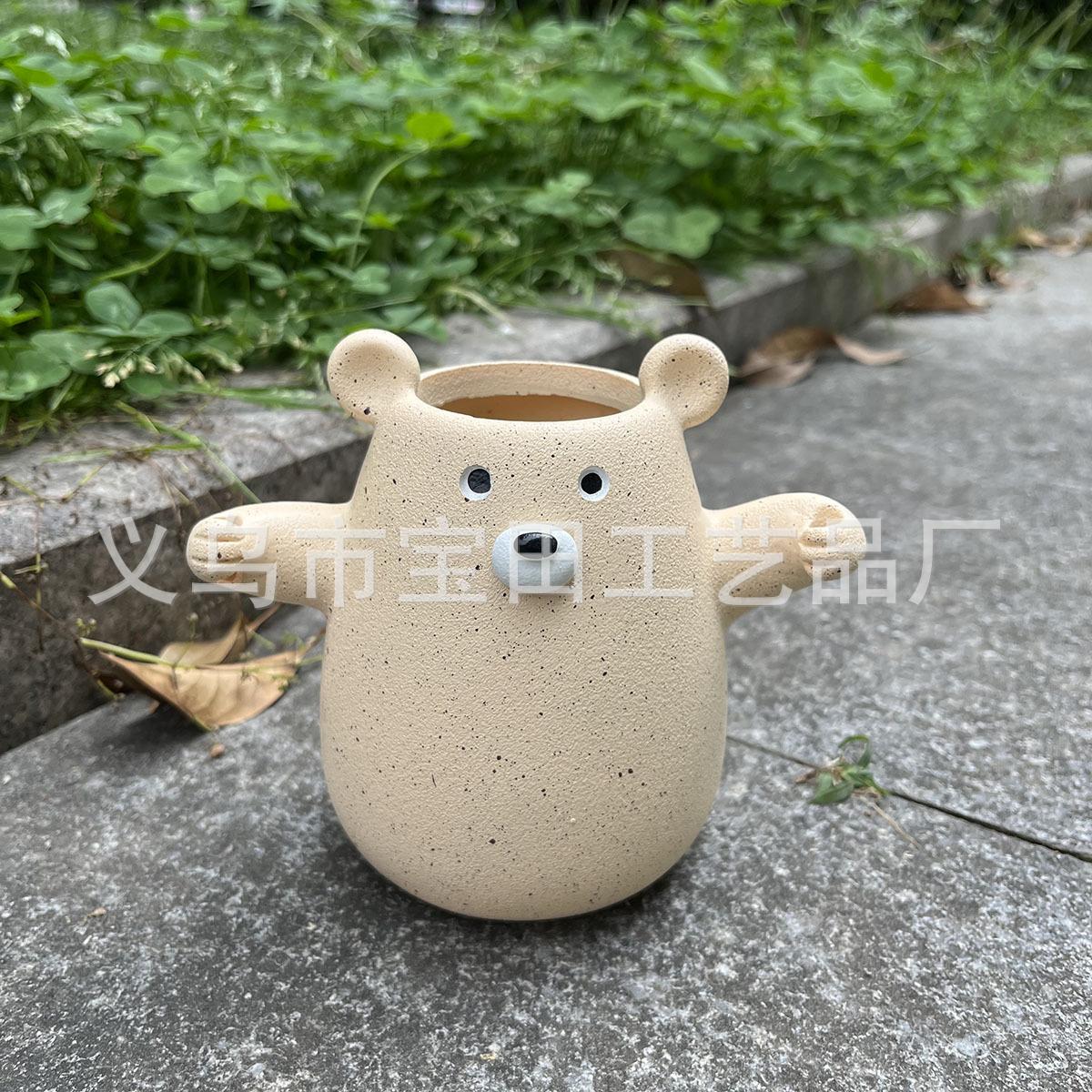Fun bear flower pot garden garden home creative decoration flower pot statue ornament