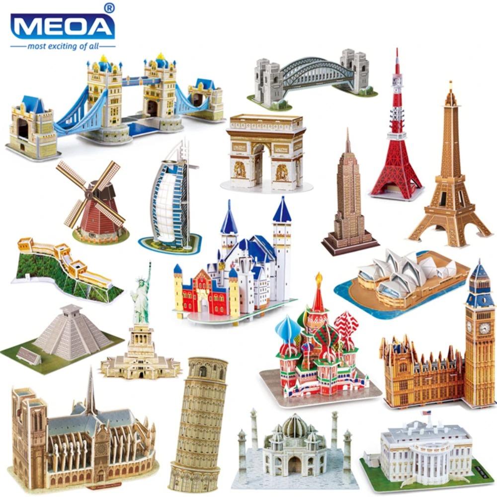 40 Tarz Dünya Ünlü Mimari Bina 3D Puzzle Model İnşaatı Yapboz Oyuncakları Çocuklar İçin Noel Hediyesi