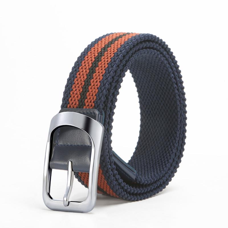 Curele pentru bărbați, multicolore, respirabile, țesute, elastice, din pânză, cu cataramă cu pin - Stil casual