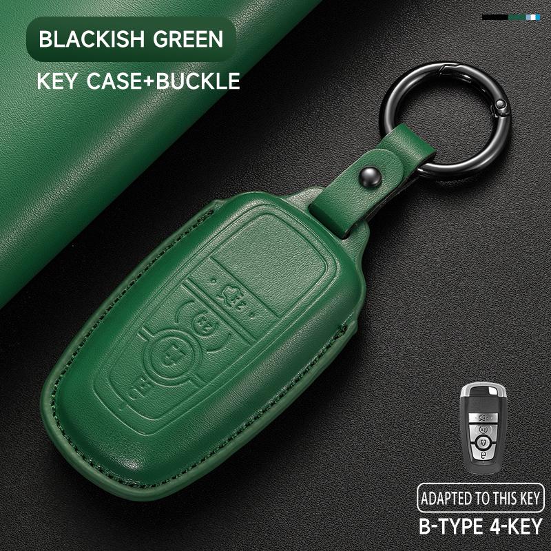 Leather Car Key Cover Case Protection Shell Keychain For Ford Fiesta Focus Fusion Mustang F-150 Mondeo Ecosport Kuga Edge Escape