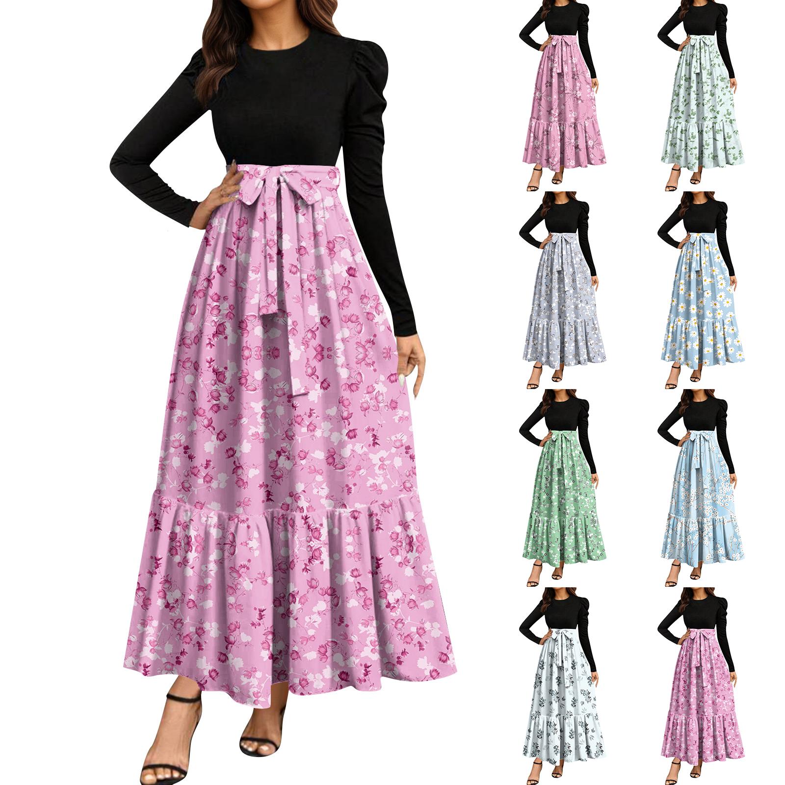 

Женское платье с цветочным принтом и высокой талией, модное и элегантное XXL