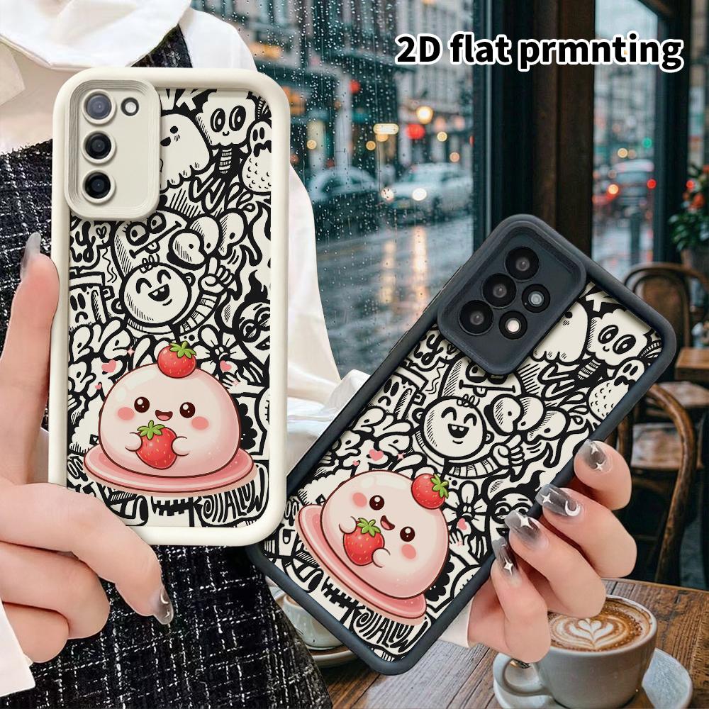 Phone case: 2D flat Samsung Galaxy A34 A35 M05 M06 S20 S22 S21 FE Plus 5G protective case with strawberry buns, Christmas and Halloween gift