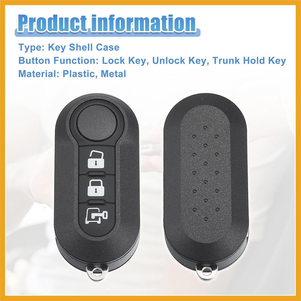3 Buttons Keyless Entry Remote Key Fob Shell Case Cover for Ram ProMaster 1500 2500 3500 2015-2019 for Fiat Ducato Bravo 500L - Pack of 1 Black