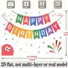 Colorful Happy Birthday Banner, Fabric Background Wall Decor for Party