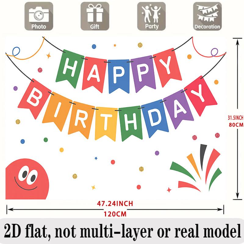 Colorful Happy Birthday Banner, Fabric Background Wall Decor for Party