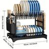 2-Tier Rust-Resistant Metal Utensil Rack with Drain Plate and Utensil Holder - Space Saving Kitchen Countertop Organizer
